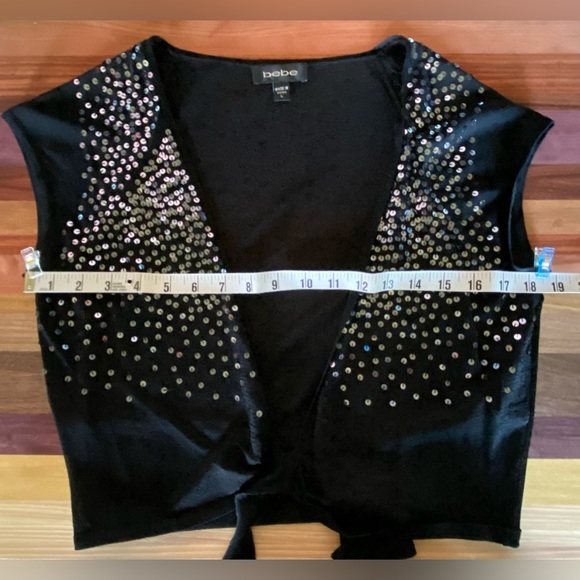 bebe short-sleeved Sequined Tie-Top sweater - Picture 4 of 9